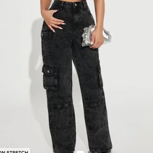 Acid Wash Cargo Jeans